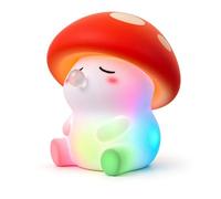 Mushroom Lamp Color Changing Silicone Night Light for Kids Nursery, Tap Control Rechargeable Bedside Lamp, Room Decor, Birthday Gift for Girls Boys (Colorful)