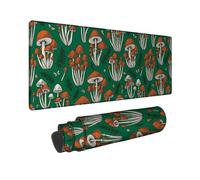 Mushroom Large Mouse Pad, Nature Botanical Fern Butterfly Fall Green Rubber Non Slip Desk Aesthetic Long Pad Mat Idea for Home Office Desk Laptop Gamers Gift 16x36 Inch
