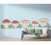 Mushroom Leaf Wall Mural, Self-Adhesive Peel & Stick Wallpaper, Botanical Forest Design Photo Wallpaper for Living Room & Bedroom (100x70 cm), M-849