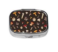 Mushroom,Meta Pill Box 2 Compartment Medicine Case,Portable Organizer