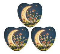 Mushroom Moon And Stars Car Air Freshener, 3 Pcs Love form Hanging Air Freshener Cards, Long Lasting Fragrance Scented Cards for Car, Home, Office Gray-style