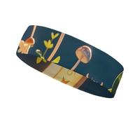 Mushroom Moon and Stars Headbands for Women & Men Sports Headband, Fits All Head Sizes, Ultra Absorbent & Non-Slip Sweatband for Running, Yoga, Gym