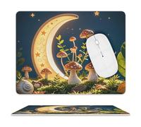 Mushroom Moon and Stars Mouse Pad Rectangle Premium-Textured Waterproof Leather Computer Mousepad, Stitched Edges Gaming Mouse Mat for Laptop, Home Office Decor Desk Accessories
