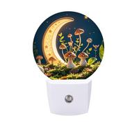 Mushroom Moon and Stars Night Lights Plug Into Wall, LED Nightlights Auto On/Off Dusk to Dawn Sensor, Energy Efficient Night Lamp Soft Glow for Hallway Bedroom Bathroom Kitchen, 0.5W
