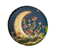 Mushroom Moon and Stars Spare Tire Cover, 30inch Oxford Wheel Protector Travel Accessories, Waterproof Dustproof Wheel Tire Covers for RV Jeep SUV Camper Truck