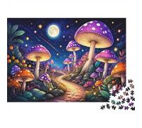 Mushroom Moon Path 1000pcs Mini Puzzle For Adults Challenging | 70x50cm Cardboard Living Room Decor Durable Structure Friend Gift Mind Relaxation