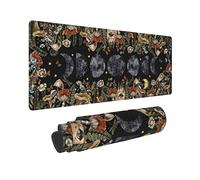 Mushroom Moon Phase Magic Witch Floral Fern Leaf Gaming Keyboard Mouse Pad Mousepad Huge Extended XL Stitched Edge Rubber Sole for Home Office(31.5"X 11.8")