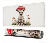 Mushroom Mouse Pad 1500 x 800 x 3 mm XXL Desk Mat Spotted Hyena Mouse Mat, Extended Japanese Mousepad, Large Desk Pad with Non-Slip Base Stitched Edge for Home Computers Gaming Work Laptop, Model817