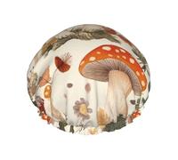 Mushroom Nature Wild Forest Waterproof Reusable Shower Cap For Women - Elastic Hair Cover For Bath, Spa, Travel & Daily Use