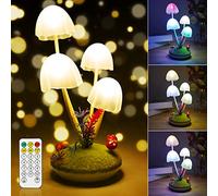 Mushroom Night Light for Kids, Wonderland Mushroom Decor Small Table Lamp, Dual-Colors Bedside Lights with Dimmable Remote & Timer, Gift for Teen Girls Bedroom, Indoor Living Room Decorations
