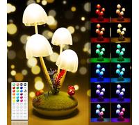 Mushroom Night Light for Kids, Wonderland Mushroom Lamp Decor, 22 Colors & 19 Lighting Effects Small Table Bedside Lights with Remote, Gift for Teen Girls Bedroom, Indoor Living Room [Energy Class F]