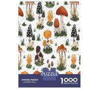 Mushroom Pattern Jigsaw Puzzle 1000 Piece Jigsaw Puzzle Paper for Adults Botanical Illustration Puzzle Game for Family Focus Home Decor 38x26cm/1000pcs