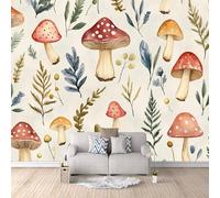 Mushroom Photo Wallpaper 3D Colorful Mushroom Plants Wall Mural - Non-Woven Wallpaper, 3D Effect Wall Mural for Bedroom Living Room Sofa TV Background Decor 250 × 175 cm (W x H)