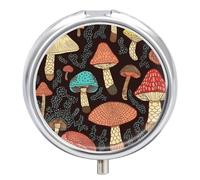 Mushroom Pill Box PortablePill Organizer Travel Pillcase for Pocket Or Purse Medicine Pill Container with Mirror 3 Compartments Daily Medicine Organizer