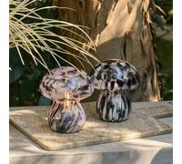 Mushroom Portable Table Lamp in Brown & White Glass, Toadstool Lamp, LED Mushroom Light, Autumn Room Decor, Mood Night Light, Seasonal Autumn Table Styling Toadstool Centrepiece