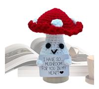 , Mushroom - Positive Mushroom Crochet Mushroom, Plush Mushroom, Exquisite Encouraging Decoration for Shelves, Family, Offices, Friends