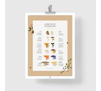 Mushroom Poster - Edible Wild Mushrooms Poster - Eco-friendly Museum Quality Print