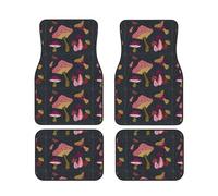 Mushroom Print Car Floor Protection Set 4 Pieces Foot Mat Fit Vehicle Anti-Slip Cushion Waterproof