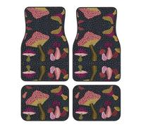 Mushroom Print Car Foot Mat Four-Piece Set Full Set With Non-Slip Rubber Backing