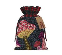 Mushroom Print Festive Christmas Drawstring Gift Bags For Xmas Decorative Present Wrapping Needs