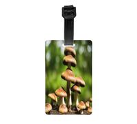 Mushroom -Print Personalized Luggage Tag Set, Custom Travel ID Tags with Strap for Suitcases, Bags, Golf Kit.