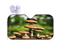Mushroom -Print Reflective Windshield Sun Shade For Cars M Size - Heat Resistant Suction Cups, Universal Fit.