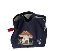 Mushroom Rabbit Embroidery Canvas Bag for Ladies Cute Funny Tote Shoulder Shopping Bag for Grocery Work