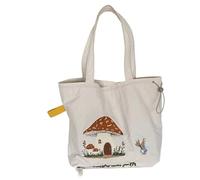 Mushroom Rabbit Embroidery Canvas Bag for Ladies Cute Funny Tote Shoulder Shopping Bag for Grocery Work