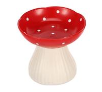 Mushroom Raised Cat Bowl,Cute Elevated Cat Bowl Wide Shallow Mushroom Food Dish 300ml Pet Food Dish Resin Elevated Dog Feeder for Home Travels(red)