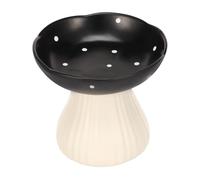 Mushroom Raised Cat Bowl,Cute Elevated Cat Bowl Wide Shallow Mushroom Food Dish 300ml Pet Food Dish Resin Elevated Dog Feeder for Home Travels(black)