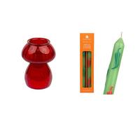 Mushroom Red Glass Candle Holder & Chilli 3D Dinner Candles Bundle