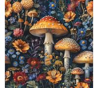 Mushroom Red Peel and Stick Wallpaper 3D Printed Forest Painted for Boys Girls Teen Bedroom Living Room Kitchen Removable Decor Wall Mural Paper 17.3"x393"