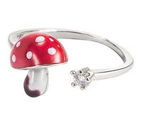 Mushroom Ring Girl Rings Silver Adjustable s Funny for Women for Girls Cute Mushroom Simple Diamond Open for Teen Girls Alloy Unique Split