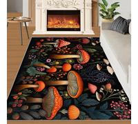 Mushroom Rugs for Girls Bedroom 60x120 cm, Non-Slip Washable Fall Plant Design Area Rug for Women, Soft Low-Pile Farmhouse Carpet, Cartoon Flower Style