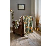 Mushroom Sage Forest Print Throw, Extra Soft Flannel & Sherpa Reverse 140x180cm Deyongs Green 140cm x 180cm