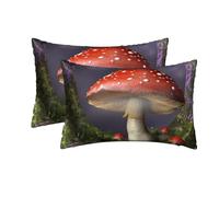 Mushroom Satin Pillowcase for Hair and Skin Standard Size 76 x 51 cm with Hidden Zipper Pillow Case for Sleeping Wrinkle-Free Silk Pillowcases Smooth Cooling Pillow Cover