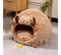 Mushroom Shape Cat House Cow Shape Cat Cave Bed Semi-Enclosed Cave-Style Warm Cat House Pet Nest for Cats Small Dogs