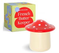 Mushroom Shaped Butter Dish - French Style Butter Keeper - Red and White Ceramic Butter Crock for Countertop - Storage Container for Spreadable Butter