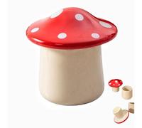 Mushroom Shaped Butter Dish French Style Ceramic Butter Crock Storage Container Butter Keeper with Lid for Countertop Kitchen Decor,Red