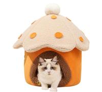 Mushroom Shaped Cat Bed, Cute Mushroom Cat Bed - Warm Nest, Pet Tent with Removable and Washable Cushion for Cats and Small Dogs