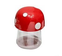 Mushroom Shaped Kitchen Storage Jar Airtight Plastic Canister for Coffee Beans Grains Tea Moisture Proof(300ml Red)
