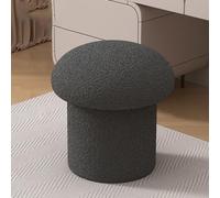 Mushroom-Shaped Vanity Stool Cozy Boucle Cat-Friendly Design Sturdy Load Capacity Stylish Dark Grey Finish Large Size - t for Home Decor