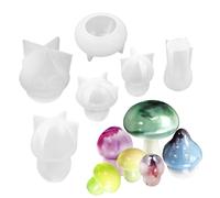 Mushroom Silicone Mold Set - Silicone 6 Pieces | Mushroom Resin Mold | Epoxy Resins Casting Mould | Mushrooms Silicones Molds For DIY Crafts, Resin Art, Cake Decoration, Soap Making, And Handmade Proj