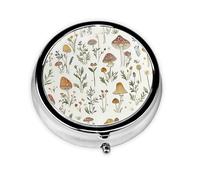 Mushroom Small Pill Box 3 Compartment Portable Pill Box for Purse Pocket Flower Leaves Mini Medicine Organiser for Daily Vitamin Fish Oil Storage