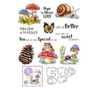Mushroom Snail Ladybug Stamps and Cutting Dies for Card Making DIY Transparent Silicone Clear Stamp and Metal Die Cuts Sets for Scrapbooking Paper Greeting Cards Decor Seals Craft Supplies