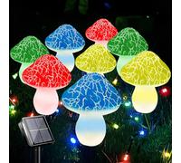 Mushroom Solar Lights Outdoor Decor - 8 Pack 50 LED Crackle Mushroom Lights, 23ft Solar Powered Fairy String Light with 8 Modes, Waterproof for Outside Garden Yard Patio Pathway, Colorful