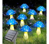 Mushroom Solar Lights Outdoor, Waterproof Mushroom Landscape Lights 8 Lighting Modes Mushroom Garden Fairy Lights (Blue, 6 Pack)