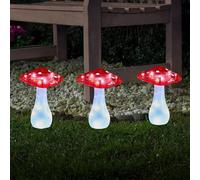 SMART GARDEN Magic Mushroom LED solar ground spike, set of 3, red/white