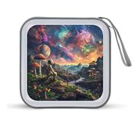 Mushroom Space Astronaut CD Case Holder Portable 40 Capacity DVD Wallet Storage Organizer for Car Travel