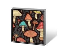 Mushroom Square Lapel Pin Women's Novelty Buttons & Pins Metal Badge Cute Brooch Pin Retro Pinback Badge Fashion Bag Pins for Hat Backpacks Tie Suit Wedding Party Accessory